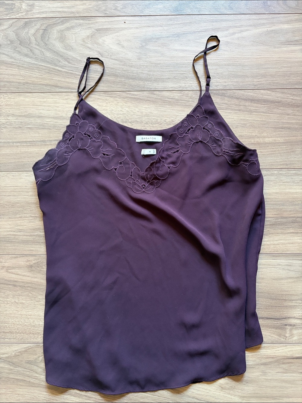 Babaton Plum Lace-Trim Silk-Blend Cami Top